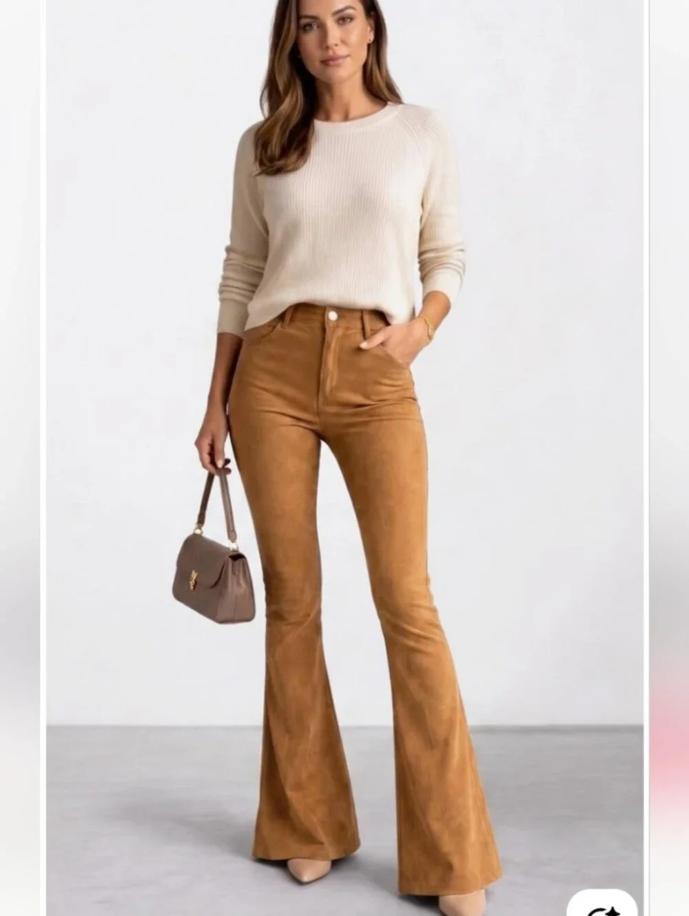🫦ASH MYSTERY -NWT Suede FLARE pant - Picture 5 of 5